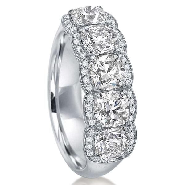 Halo Cushion Cut White Sapphire Half Eternity Wedding Band For Women Belovegrace