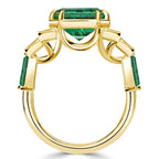 Golden Bezel Seven Stone Emerald Cut Emerald Sapphire Engagement Ring For Women Belovegrace