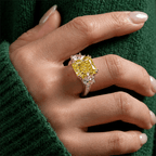 Classic 3 Stone Canary Sapphire Radiant Cut Fancy Engagement Ring