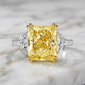 Classic 3 Stone Canary Sapphire Radiant Cut Fancy Engagement Ring