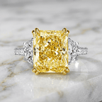 Classic 3 Stone Canary Sapphire Radiant Cut Fancy Engagement Ring