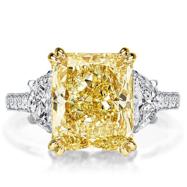 Two Tone Double Prong Radiant Cut Yellow Sapphire Engagement Ring For Women Belovegrace