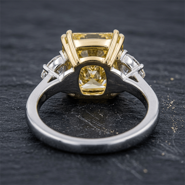 Classic 3 Stone Canary Sapphire Radiant Cut Fancy Engagement Ring