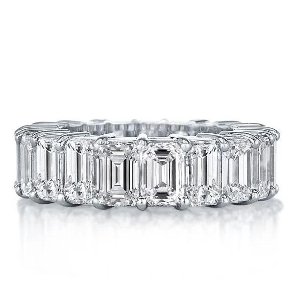Classic Emerald Cut White Sapphire Eternity Wedding Band For Women Belovegrace