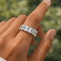 Stackable Emerald Cut Moissanite Eternity Wedding Band For Women