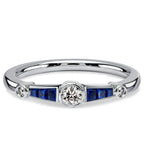Vintage Bezel Setting Round Cut Blue Sapphire Wedding Ring For Women Belovegrace