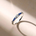 Vintage Bezel Setting Round Cut Blue Sapphire Wedding Ring For Women Belovegrace