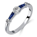 Vintage Bezel Setting Round Cut Blue Sapphire Wedding Ring For Women Belovegrace