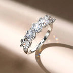 Five Stone Cushion Cut White Sapphire Half Eternity Wedding Band For Women Belovegrace
