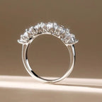 Five Stone Cushion Cut White Sapphire Half Eternity Wedding Band For Women Belovegrace