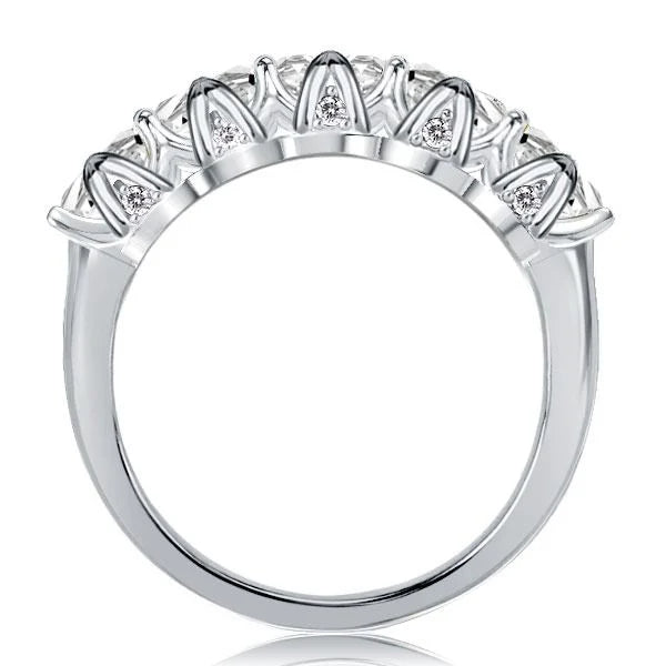 Five Stone Cushion Cut White Sapphire Half Eternity Wedding Band For Women Belovegrace