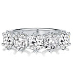 Five Stone Cushion Cut White Sapphire Half Eternity Wedding Band For Women Belovegrace