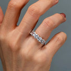 Five Stone Cushion Cut White Sapphire Half Eternity Wedding Band For Women Belovegrace