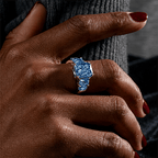 5.08CT Luxury Five Stone Blue Topaz Radiant Cut Engagement Ring