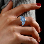 Classic Five Stone Radiant Cut Blue Topaz Engagement Ring For Women Belovegrace