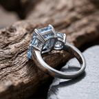 5.08CT Luxury Five Stone Blue Topaz Radiant Cut Engagement Ring