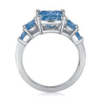 Classic Five Stone Radiant Cut Blue Topaz Engagement Ring For Women Belovegrace
