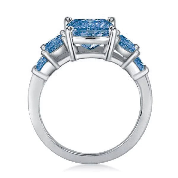 Classic Five Stone Radiant Cut Blue Topaz Engagement Ring For Women Belovegrace
