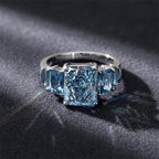 5.08CT Luxury Five Stone Blue Topaz Radiant Cut Engagement Ring