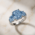 5.08CT Luxury Five Stone Blue Topaz Radiant Cut Engagement Ring
