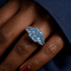 5.08CT Luxury Five Stone Blue Topaz Radiant Cut Engagement Ring