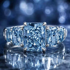 5.08CT Luxury Five Stone Blue Topaz Radiant Cut Engagement Ring