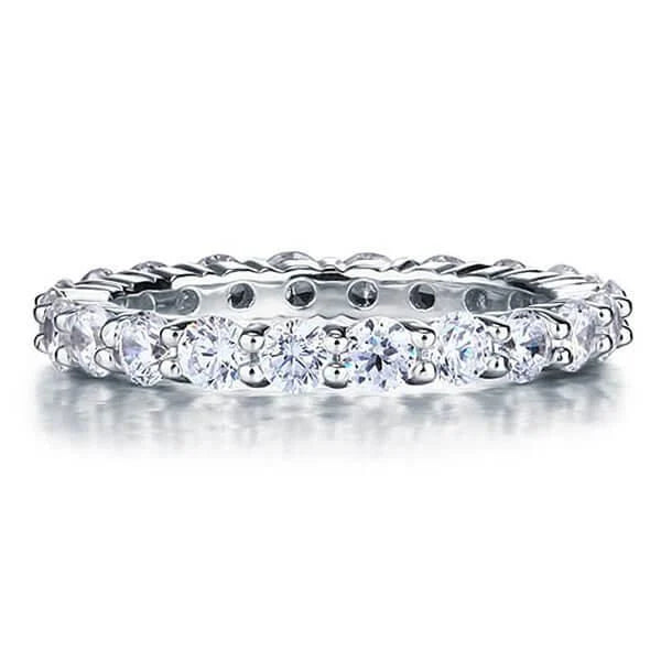 Cassic Eternity Round Cut White Sapphire Wedding Band For Women Belovegrace