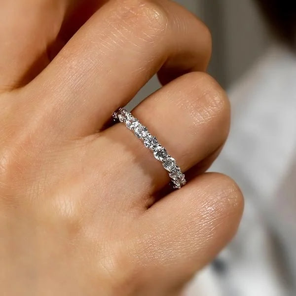 Cassic Eternity Round Cut White Sapphire Wedding Band For Women Belovegrace