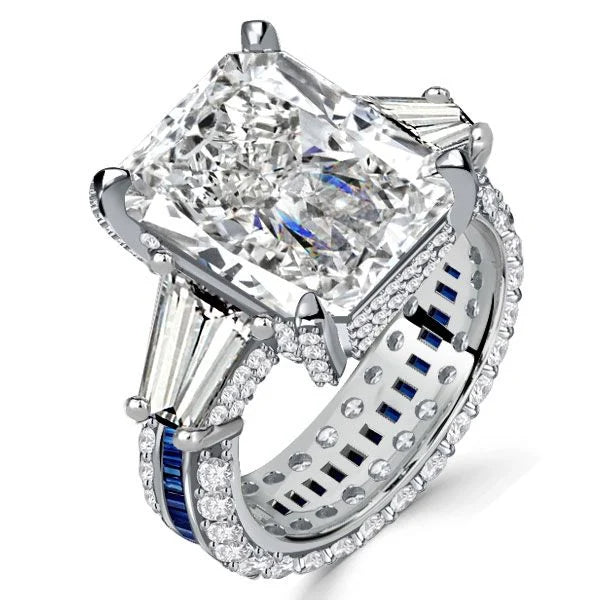 Unique Design Radiant Cut White Sapphire Engagement Ring For Women Belovegrace