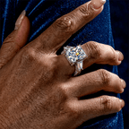 High-End Radiant Cut Blue Sapphire Halo Pavé Engagement Ring