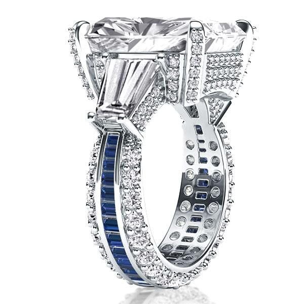 Unique Design Radiant Cut White Sapphire Engagement Ring For Women Belovegrace
