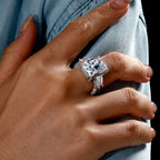 Unique Design Radiant Cut White Sapphire Engagement Ring For Women Belovegrace
