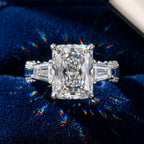 High-End Radiant Cut Blue Sapphire Halo Pavé Engagement Ring
