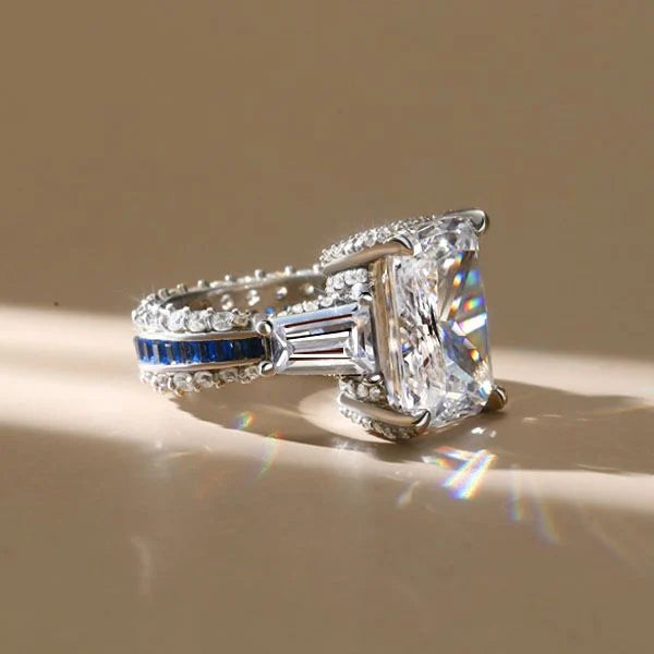 Unique Design Radiant Cut White Sapphire Engagement Ring For Women Belovegrace