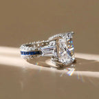 Unique Design Radiant Cut White Sapphire Engagement Ring For Women Belovegrace