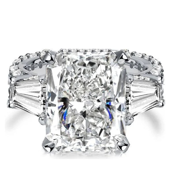 Unique Design Radiant Cut White Sapphire Engagement Ring For Women Belovegrace