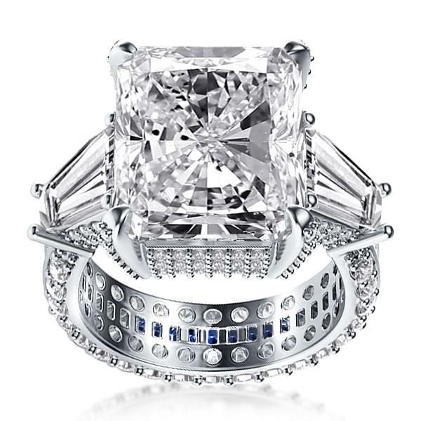 Unique Design Radiant Cut White Sapphire Engagement Ring For Women Belovegrace