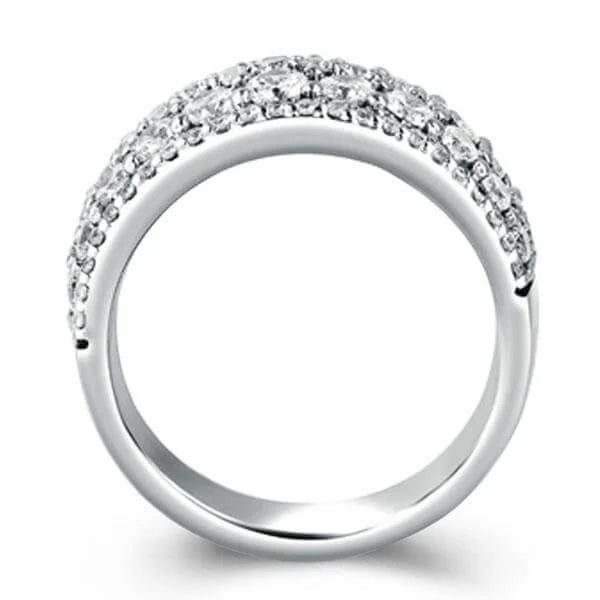 Multi Row Round Cut White Sapphire Wedding Band For Women Belovegrace