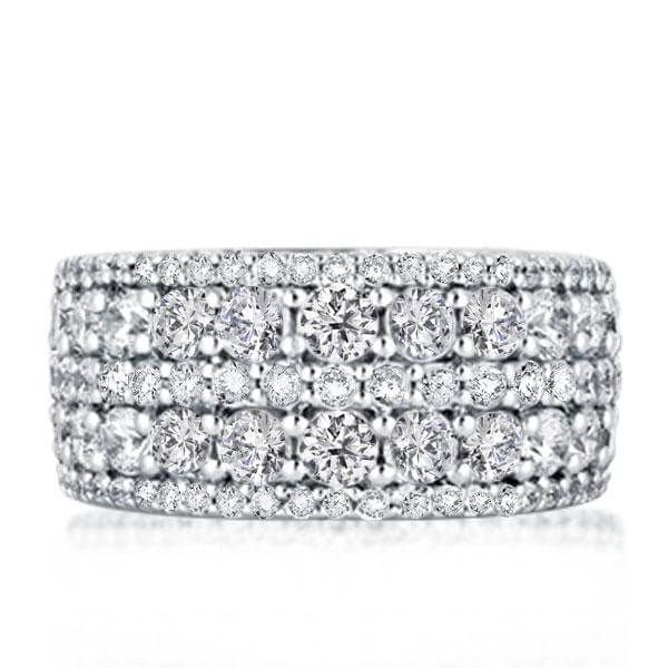 Multi Row Round Cut White Sapphire Wedding Band For Women Belovegrace