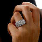 Multi Row Round Cut White Sapphire Wedding Band For Women Belovegrace