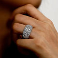 Multi Row Round Cut White Sapphire Wedding Band For Women Belovegrace