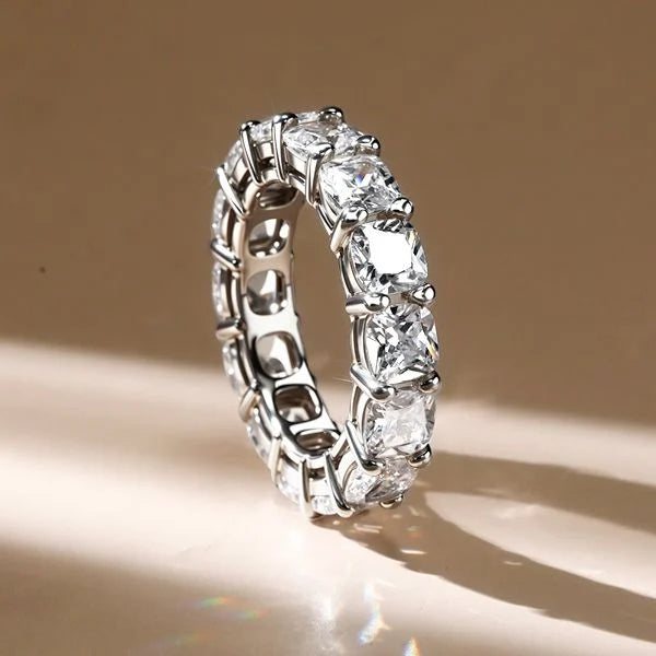 Classic Eternity Cushion Cut White Sapphire Wedding Band For Women Belovegrace