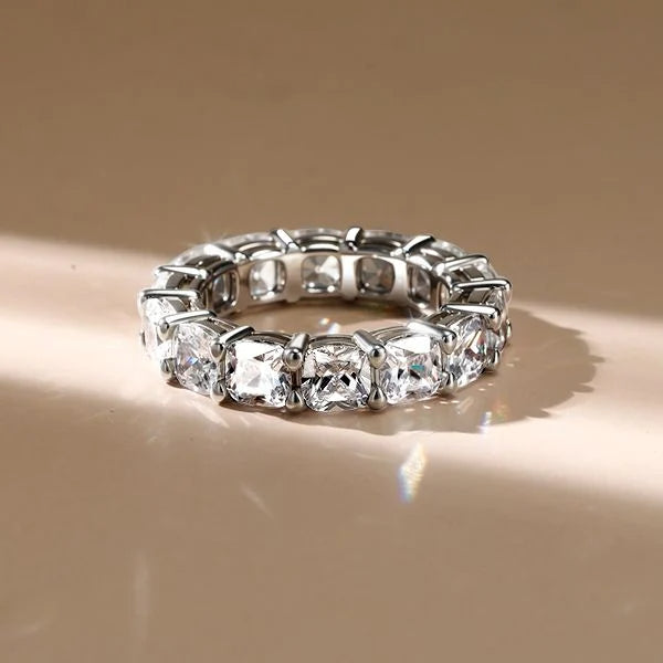 Classic Eternity Cushion Cut White Sapphire Wedding Band For Women Belovegrace