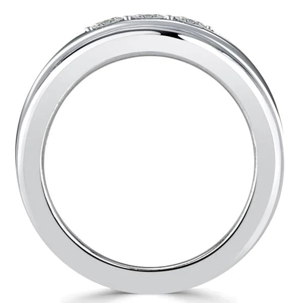 Triple Row Round & Baguette Cut White & Ruby & Blue Sapphire Wedding Band For Women Belovegrace