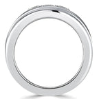 Triple Row Round & Baguette Cut White & Ruby & Blue Sapphire Wedding Band For Women Belovegrace
