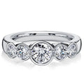 Classic Bezel Set Five Stone Round Cut White Sapphire Engagement Ring For Women Belovegrace