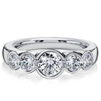 Classic Bezel Set Five Stone Round Cut White Sapphire Engagement Ring For Women Belovegrace