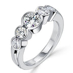 Classic Bezel Set Five Stone Round Cut White Sapphire Engagement Ring For Women Belovegrace