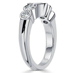 Classic Bezel Set Five Stone Round Cut White Sapphire Engagement Ring For Women Belovegrace