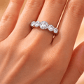 Minimalist Bezel Set Five Stone Round Cut Moissanite Wedding Bang Ring